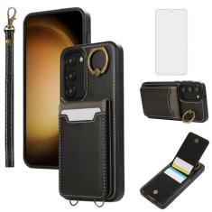 Imagem de Asuwish Capa de telefone para Samsung Galaxy S23 Plus S23+ 5G com protetor de tela, capa carteira e anel fino porta-cartão de couro PU acessórios para celular S23plus 23S + S 23 23+ SM-S916U 16.8 cm