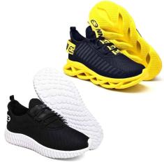 Imagem de Kit 2 Tênis Caminhada Respiravel Confortavel Ultra Leve-Masculino