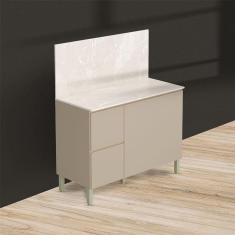 Imagem de Balcão para Cozinha Ambiente Art Vanilla com Tampo Painel 120cm Travertino - Kits Paraná