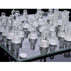 Imagem de Jogo de Xadrez Tabuleiro Vidro Transparente 25x25 cm - Imporiente