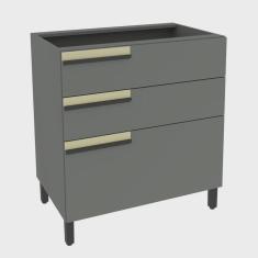 Imagem de Balcão 80cm 3 Gavetas Cozinha Flórida