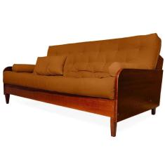 Imagem de Sofá Cama Paris Sarja Madeira Nobre Imbuia - Caramelo