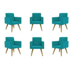 Imagem de Kit 06 Cadeiras Poltronas Decorativa - Escritório - Recepção Cor:azul-turquesa