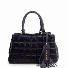 Imagem de BOLSA FEMININA EM COURO ALÇA DE MÃO PRETA “LUCIANA OLIVEIRA"-Feminino