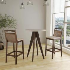 Imagem de Conjunto Bistrô 1 Mesa 2 Banquetas Rattan Capuccino