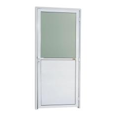 Imagem de Porta de Alumínio Lambri e Vidro 210x80cm com Vidro Boreal Super Brimak Branco