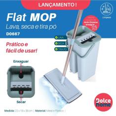 Imagem de Flat Mop Tira Pó Esfregão Com Balde Lava E Seca Limpeza Dolce Home