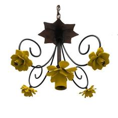 Imagem de Pendente Luminária De Metal Com Flores Simples Para Iluminação de Banheiro