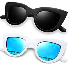 Imagem de Joopin Óculos de Sol Femininos Polarizadas Olho de Gato Retrô Espelhadas Lentes Cateye Mulheres Óculos Escuros (+)