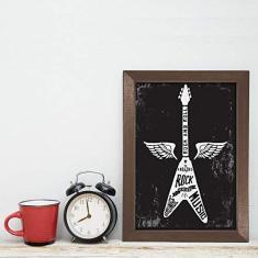 Imagem de Quadro Decorativo com Moldura Marrom Guitarra 22x32cm
