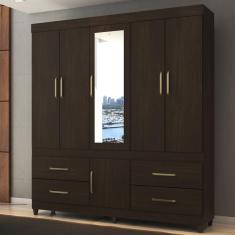 Imagem de Guarda Roupa Casal 6 Portas Com Espelho e 4 Gavetas Guarujá
