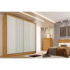 Imagem de Guarda Roupa Casal 2 Portas de Correr e 4 Gavetas Galati Peroba/Off White - Europa