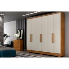 Imagem de Guarda Roupa Casal 6 Portas E 2 Gavetas c/ Pés Milly/veneza Freijo Cumaru c/ Fendi - Horizonte