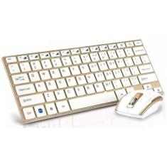 Imagem de Teclado E Mouse Wireless Sem Fio Ultrafino Hk-3910 Dourado - xtrad