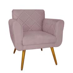 Imagem de Poltrona Decorativa Sala Recepção Em Tressê Isabella Suede Rosê - DL DECOR