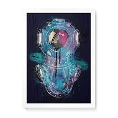 Imagem de Arte Maníacos Quadro Decorativo em Madeira Mergulhador Color - 23x16,25cm (Moldura caixa em laca )