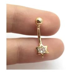 Imagem de Piercing Umbigo Estrela Com Pedra  Ponto Luz Ouro 18k CO250K095