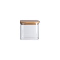 Imagem de Pote de Vidro Quadrado 600ML com Tampa de Bambu Flat - Oikos