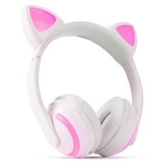 Imagem de Headphone Orelha de Gato com Led Bluetooth Branco - Exbom