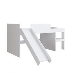 Imagem de Cama Infantil Com Escorregador E Cortina Playground 90 Branco