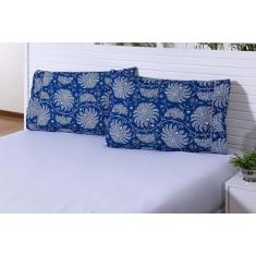 Imagem de Jogo Lençol King Size 3 Peças Casal 150 Fios 100% Algodão Mandala Azul