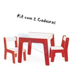 Imagem de Mesa Mesinha Infantil Crianças Com 2 Cadeiras Madeira Mdf 3 Opções Cor