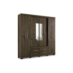 Imagem de Guarda Roupa 8 Portas E 4 Gavetas C Pes E Espelho Napoles Ebano Santos Andira