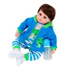 Imagem de Boneco Girafinha 100% Silicone Bebê Reborn Com Casaco E Mamadeira 48cm