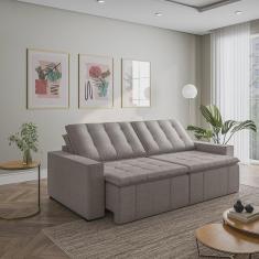 Imagem de Sofá Cama Retrátil e Reclinável 4 Lugares 280cm em Linho Palmeira CabeCasa MadeiraMadeira