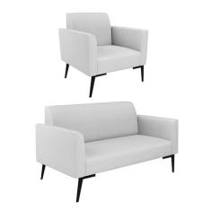 Imagem de Sofá Namoradeira com Poltrona Pés Villach Marisa Linho D03 - D'Rossi