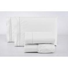 Imagem de Jogo De Lençol King 4 Peças 200 Fios 100% Algodão Branco