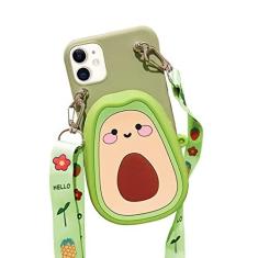 Imagem de SGVAHY Capa carteira para iPhone 13 Pro Max capa fofa para iPhone 13 Pro Max com alça cordão bolsa de moedas, capa de telefone engraçada de silicone macio Kawaii, à prova de choque, capa para iPhone