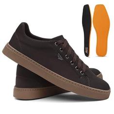 Imagem de Tenis Masculino Confortável em lona têxtil LL0271 marrom Cor:Marrom;Tamanho:41;Genero:Masculino