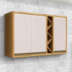 Imagem de Armário Aéreo de Cozinha 120cm 3 Portas 100% Mdf Barbados Espresso Móveis Amêndoa/Off White