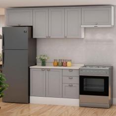 Imagem de Cozinha Compacta Iluminata 7 Portas 3 Gavetas 100% Mdf Branco/Fendi -