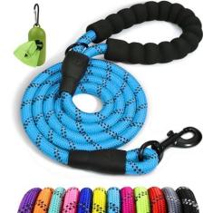 Imagem de Taglory Coleira de corda para cães de 1,2 m com alça acolchoada confortável, coleira para cães de porte médio e grande, 1,27 cm, azul