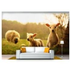 Imagem de Papel De Parede Animais Cordeiros Pasto 3D Anm280
