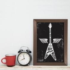 Imagem de Quadro Decorativo com Moldura Marrom Guitarra 33x43cm