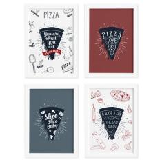Imagem de Quadros Frases Pizza Moldura  33x43cm 4un - Quartinhos