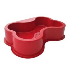 Imagem de Comedouro Bebedouro Pote Osso Cão Gato Cachorro Vermelho 1L - Valtec S