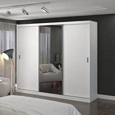Imagem de Guarda Roupa Casal com Espelho 3 Portas de Correr 4 Gavetas 1902e1 Foscarini Branco