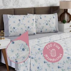 Imagem de Jogo De Lençol Casal 3 Peças Estampado Urbe 200 Fios Floral Casa Dona