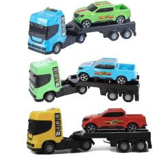 Imagem de Kit 4 Caminhão Reboque Brinquedo Com Carrinho Presente
