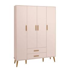 Imagem de Guarda Roupa Isis Retrô 4 Portas 2 Gavetas Rosa Fosco -Reller