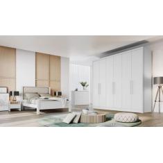 Imagem de Guarda Roupa Casal 6 Portas 4 Gavetas - Messina-Branco - Móveis Novo H