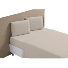 Imagem de Jogo De Lençol Casal Padrão 3 Peças Percal 300 Fios Bege - Armazem Do