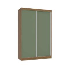 Imagem de Guarda Roupa Solteiro N571 2 Portas de Correr e 2 Gavetas-Kappesberg Nogueira/Verde Oliva