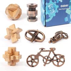Imagem de Conjunto de quebra-cabeças CUDNY 3D Unlock Interlock Brain Teaser de 7 peças
