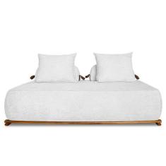 Imagem de Sofá 3 Lugares 220cm Ilha Base Madeira Viero S06 Bouclê Branco - Mpoze