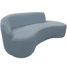 Imagem de Sofá Curvo 04 Lugares 230cm Eron Braço Direito Bouclé Azul Claro - Nex